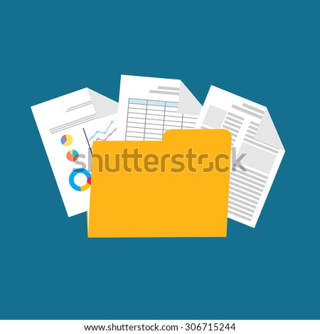 Flat design illustration for business documents, business report, spreadsheet.