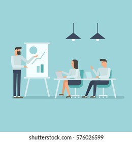 Flat design illustration business training.