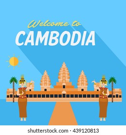 Flat design, Illustration of Cambodia landmarks