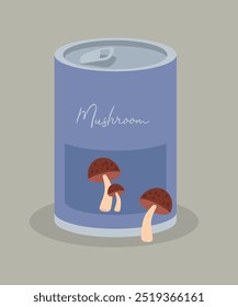 Flat Design Illustration with Can At Mushroom