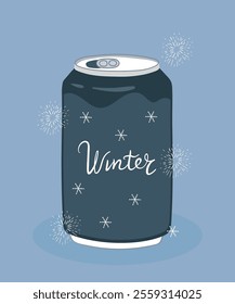 Flat Design Illustration with Can At Winter Taste