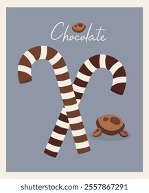  Flat Design Illustration with Candy Can at Chocolate Taste