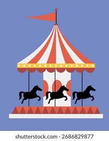  Diseño plano con ilustración en Carrusel en Caballos
