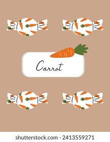 Flat Design Illustration with Carrot Candy