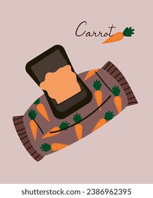 Flat Design Illustration with Carrot r Wet Wipes