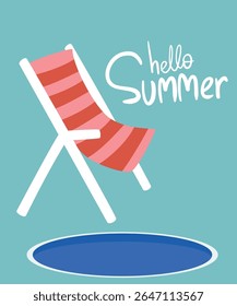 Ilustração de design plano com Chaise Lounge Summer perto da piscina