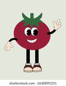 Flat Design Illustration with Character Fun Tomato