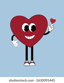 Flat Design Illustration with Character Fun Heart