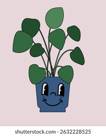 Ilustración de diseño plano con personaje Hojas divertidas Pot