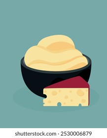 Ilustración de diseño plano en salsa de queso