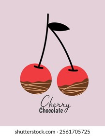  Flat Design Illustration with Cherry and Chocolate Taste