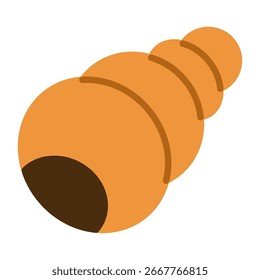 A flat design illustration of Choco Coronet, a Japanese sweet bread filled with chocolate cream. Ideal for bakery branding, cafe menus, food packaging, and vector design projects.