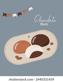 Flat Design Illustration with Chocolate Mochi