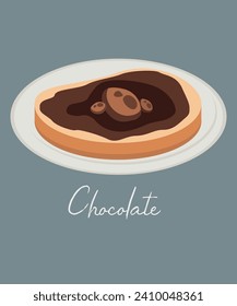 Flat Design Illustration with Chocolate Slice Bread