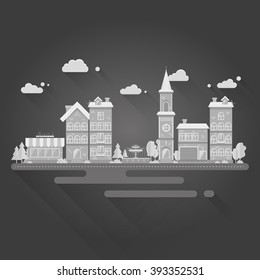 Flat design illustration of city landscape. Vector illustration.
