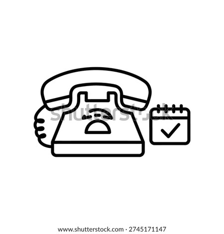 Flat design illustration of a classic rotary phone paired with a checkmark symbol, representing successful communication and approval.