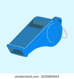 Flat design illustration of a classic silver whistle. Suitable for sports, referee tools, safety alerts, or training accessories.