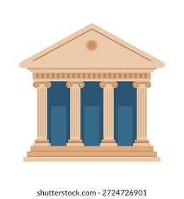 Ilustração de design plano de um edifício clássico com colunas, representando finanças ou governo