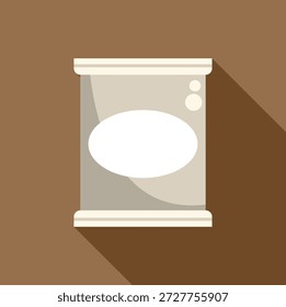 Ilustração de design plano de uma lata fechada com etiqueta oval em branco para adicionar seu próprio design personalizado, colocado em um fundo marrom