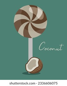 Flat Design Illustration with Coconut Candy