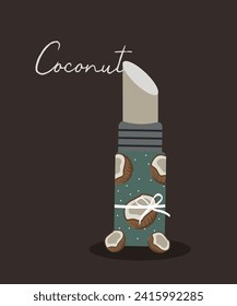 Flat Design Illustration with Coconut Lipstick and Ribbon