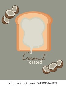 Flat Design Illustration with Coconut Toasted
