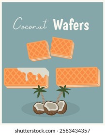 Flat Design Illustration with Coconut Wafers Taste