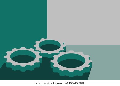Flat design illustration of cogwheel mechanism related to process or systems