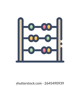 Flat design illustration of a colorful abacus used for counting and mathematical education for young children in schools.