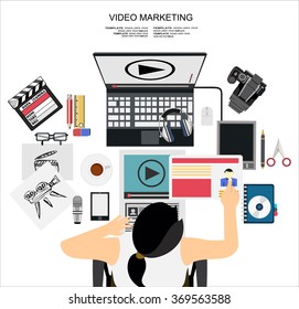 Flat design illustration concept for digital marketing. Concept for web banner and promotional material.