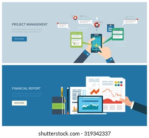 Flat design illustration concept for financial report and project management. Concept to building successful business