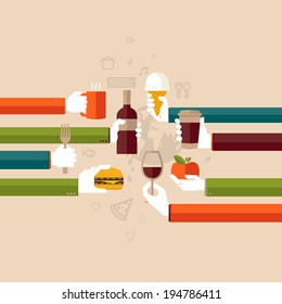 Flat design illustration concept for restaurant 