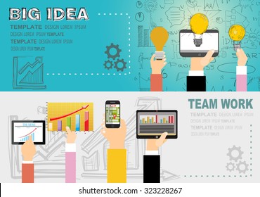 Flat design illustration concepts for big idea, marketing, brainstorming, business, team work, company strategy, project management. Concept for web banner and promotional material.