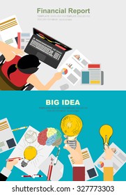 Flat design illustration concepts for big idea, marketing, brainstorming, business, team work, company strategy, project management. Concept for web banner and promotional material.