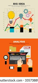 Flat design illustration concepts for big idea, marketing, brainstorming, business, analysis,company strategy, project management. Concept for web banner and promotional material.