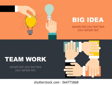 Flat design illustration concepts for big idea, analysis, brainstorming, business, team work, company strategy, project management. Concept for web banner and promotional material.