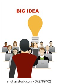 Flat design illustration concepts for big idea, marketing, brainstorming, business, analysis,company strategy, project management. Concept for web banner and promotional material.