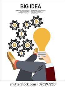 Flat design illustration concepts for big idea, marketing, brainstorming, business, analysis,company strategy, project management. Concept for web banner and promotional material.