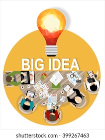 Flat design illustration concepts for big idea, marketing, brainstorming, business, analysis,company strategy, project management. Concept for web banner and promotional material.