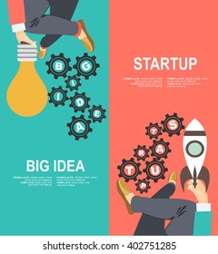 Flat design illustration concepts for big idea and startup. Concept for web banner and promotional material.