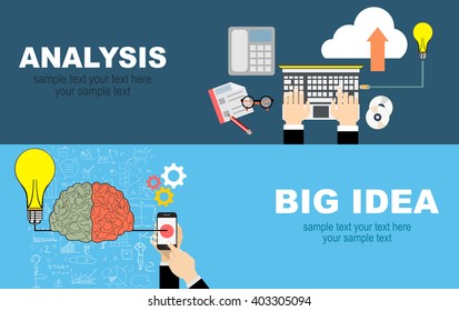 Flat design illustration concepts for big idea, marketing, brainstorming, business, team work, company strategy, project management. Concept for web banner and promotional material.