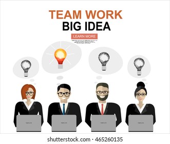 Flat design illustration concepts for big idea, marketing, brainstorming, business, analysis,company strategy, project management. Concept for web banner and promotional material.