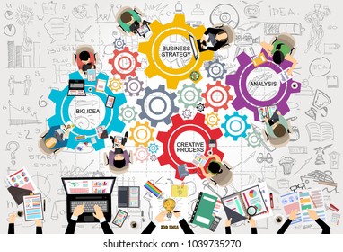 Flat design illustration concepts for business analysis and planning, consulting, teamwork, project management, financial report and strategy . Concepts web banner and printed materials.