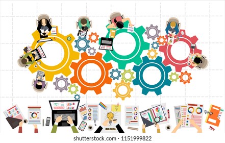 Flat design illustration concepts for business analysis and planning, consulting, team work, project management, financial report and strategy . Concepts web banner and printed materials.