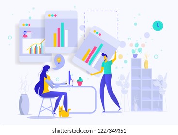 Flat design illustration concepts for business analysis and planning, consulting, team work
