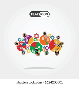 Flat design illustration concepts for business analysis and planning, consulting, team work, project management, financial report and strategy . Concepts web banner and printed materials.