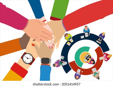 Flat design illustration concepts for business analysis and planning, consulting, team work, project management. Business, team work, cooperation and partnership.