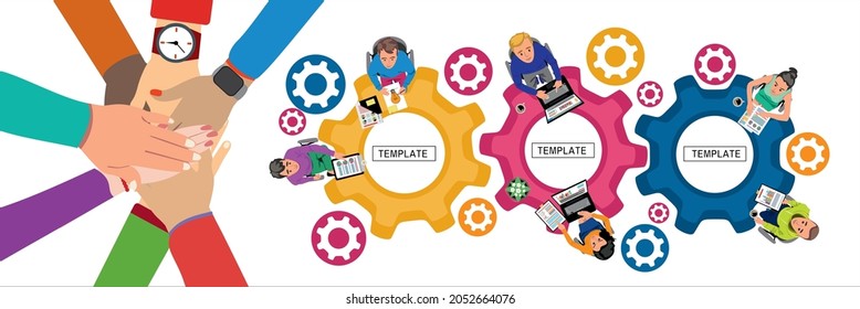 Flat design illustration concepts for business analysis and planning, consulting, team work, project management. Business, team work, cooperation and partnership. 