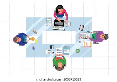 Flat design illustration concepts for business meeting and planning, consulting, team work, project management, financial report and strategy . Concepts web banner and printed materials.