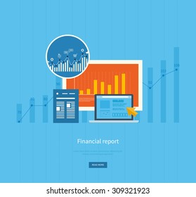 Flat design illustration concepts for business analysis, financial report, consulting, team work, project management and development. Concepts web banner and printed materials.
